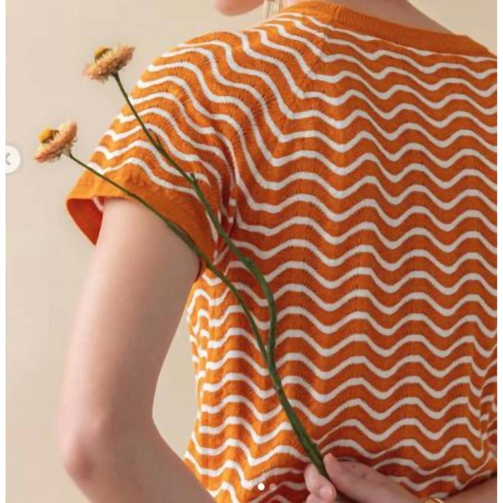 NEW LILLA P wave stitch sweater in marigold wave - Picture 4 of 4
